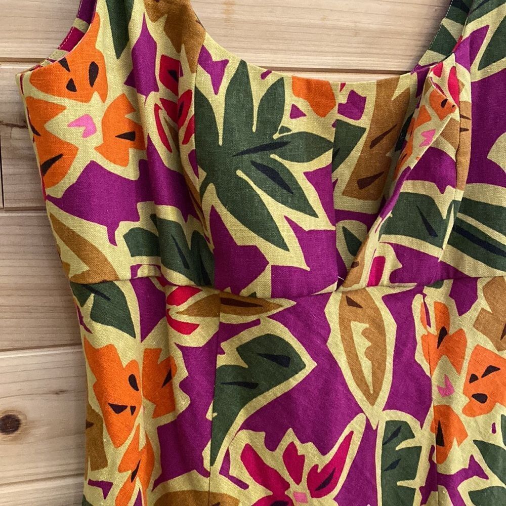 NWT Vintage Talbots Size 6 Linen Rayon Blend Floral Tank Dress Deadstock - Picture 4 of 14